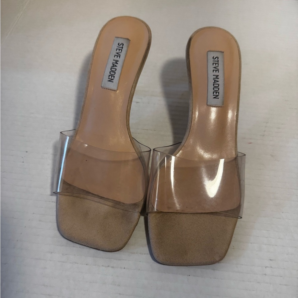Steve Madden Clear and Tan Heels Sz 6.5